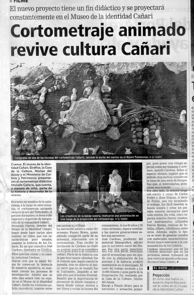 29 julio 2014, Diario El Tiempo, Cuenca, Ecuador interior